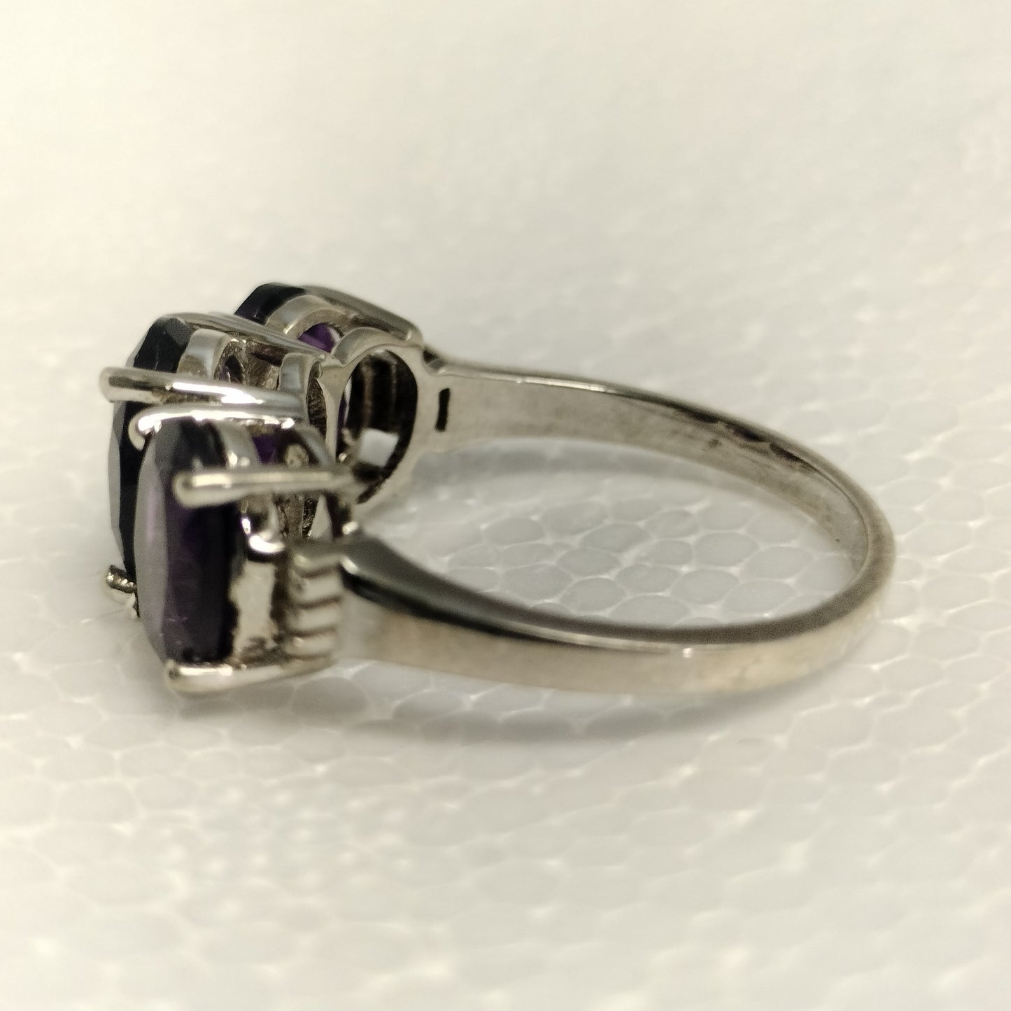 Sterling Silver Amethyst and Diamond Ring