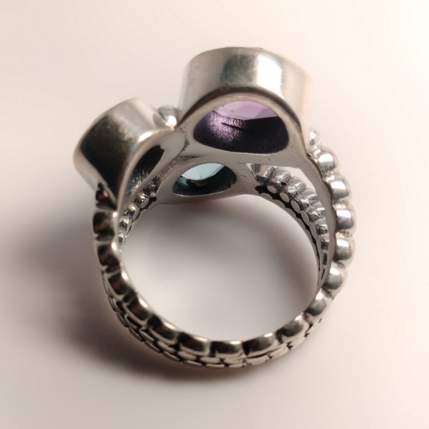 Sterling Silver Amethyst Topaz and Citrine Ring