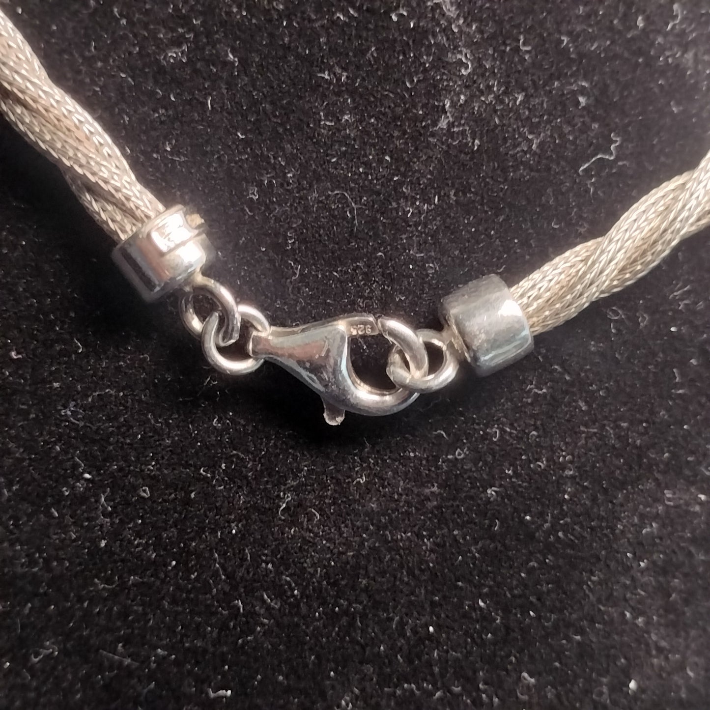Sterling Silver Mesh and Bead Necklace