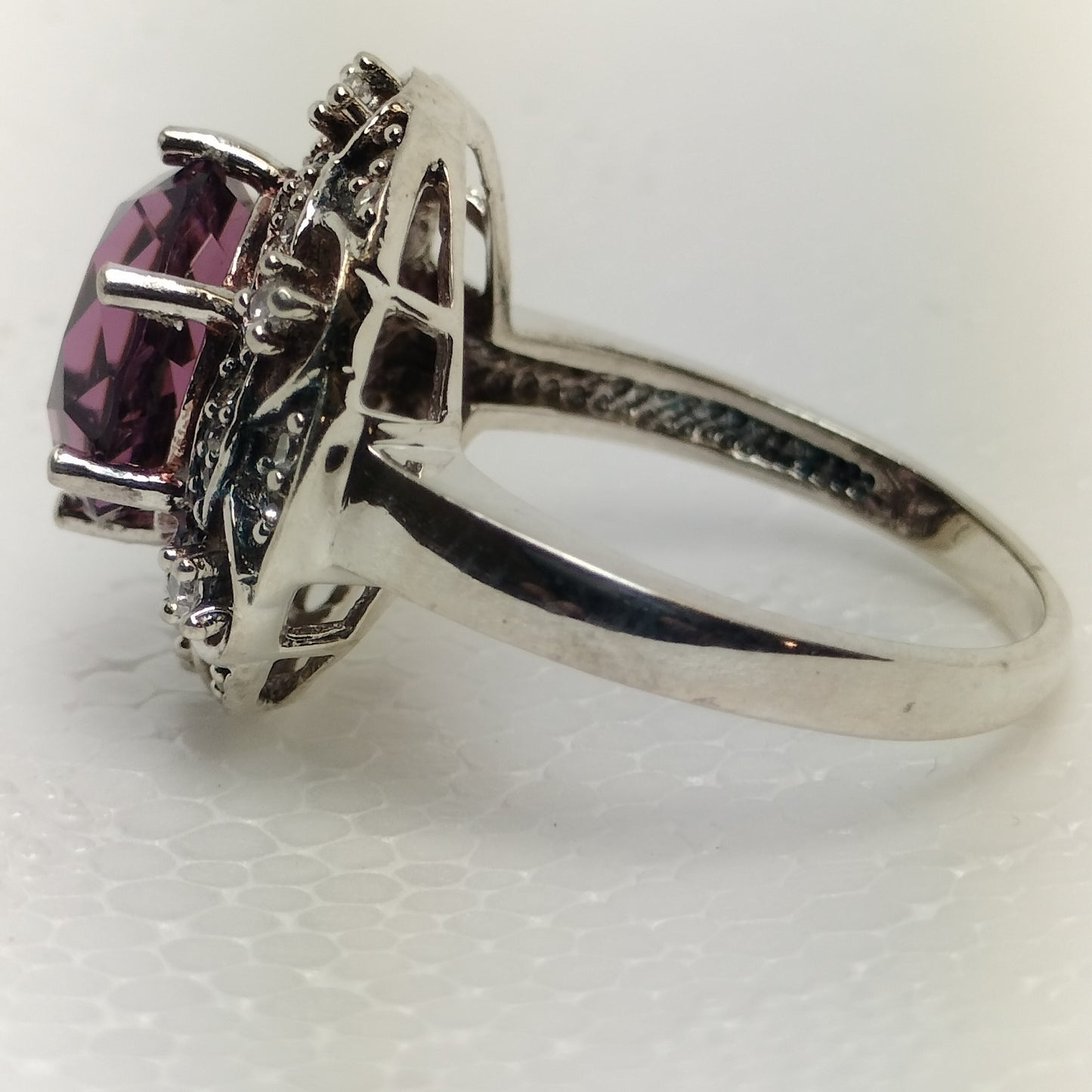 Sterling Silver Amethyst and Cubic Zirconia Ring