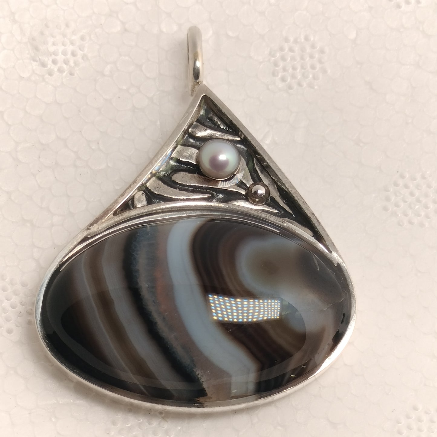 Sterling Silver Agate and Pearl Pendant