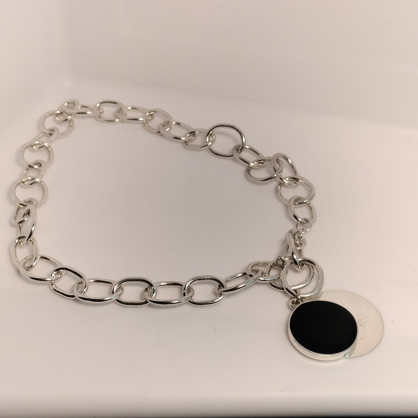 Sterling Silver Enamel Pendant and Necklace