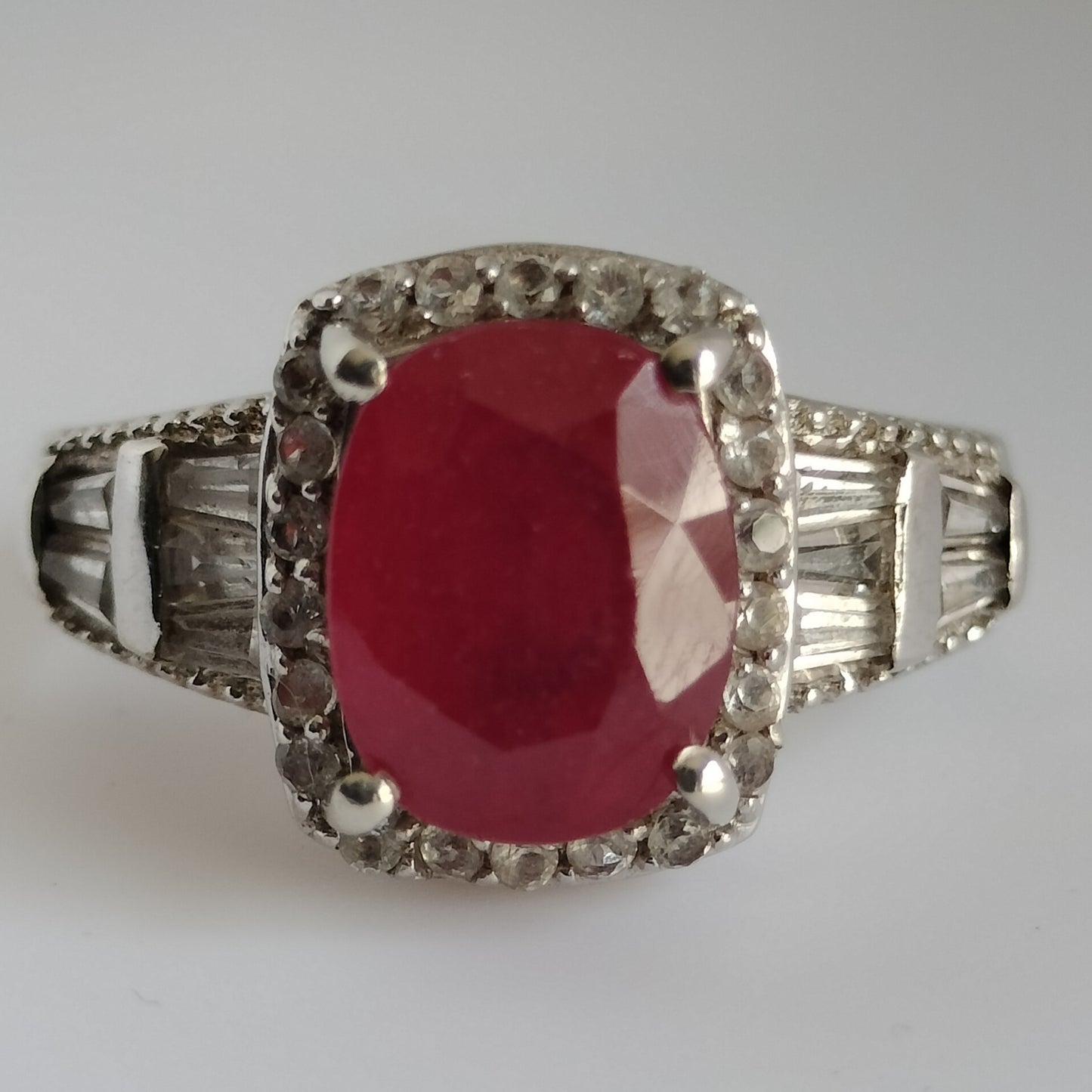 Sterling Silver Ruby and Topaz Ring