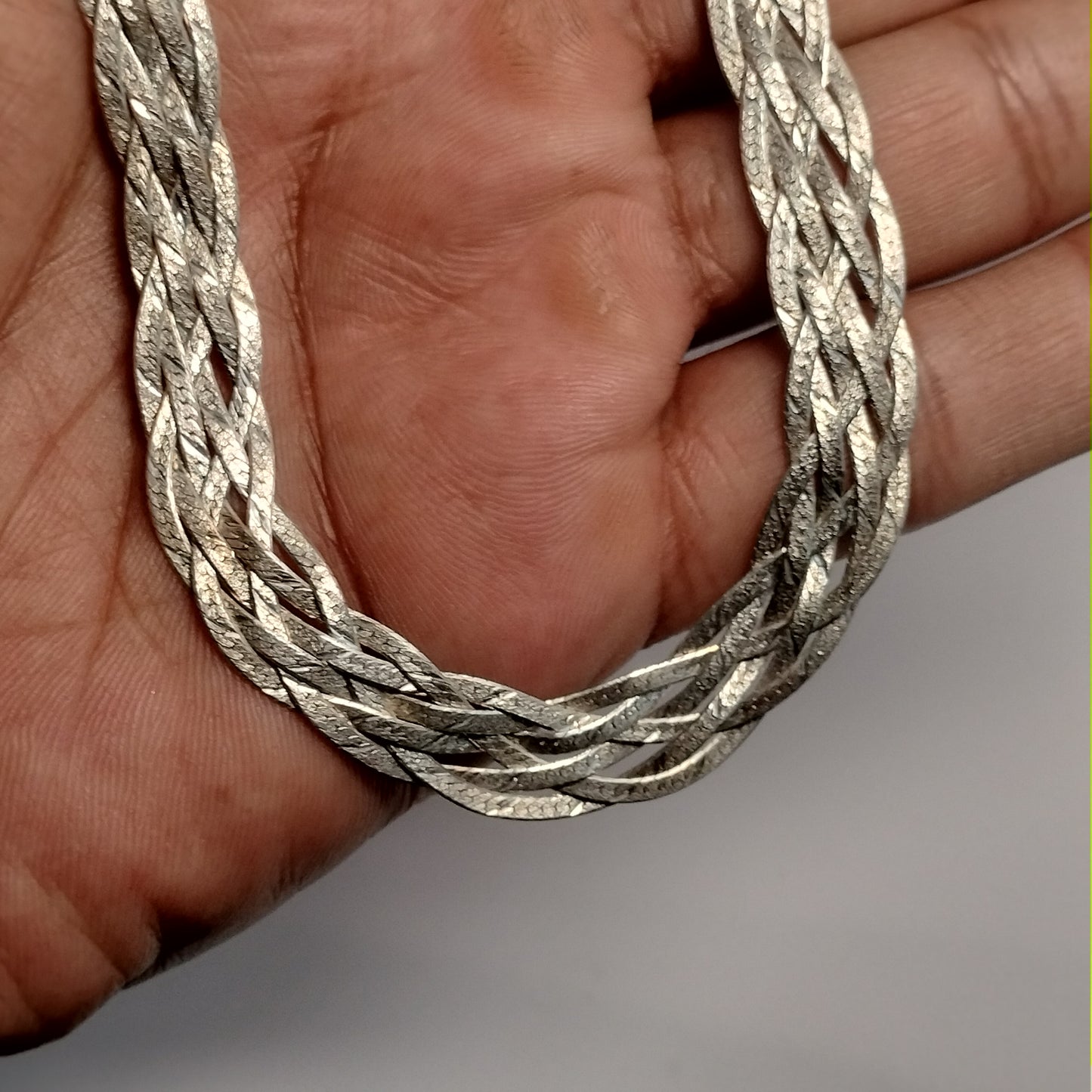 Sterling Silver Braided Herringbone Necklace