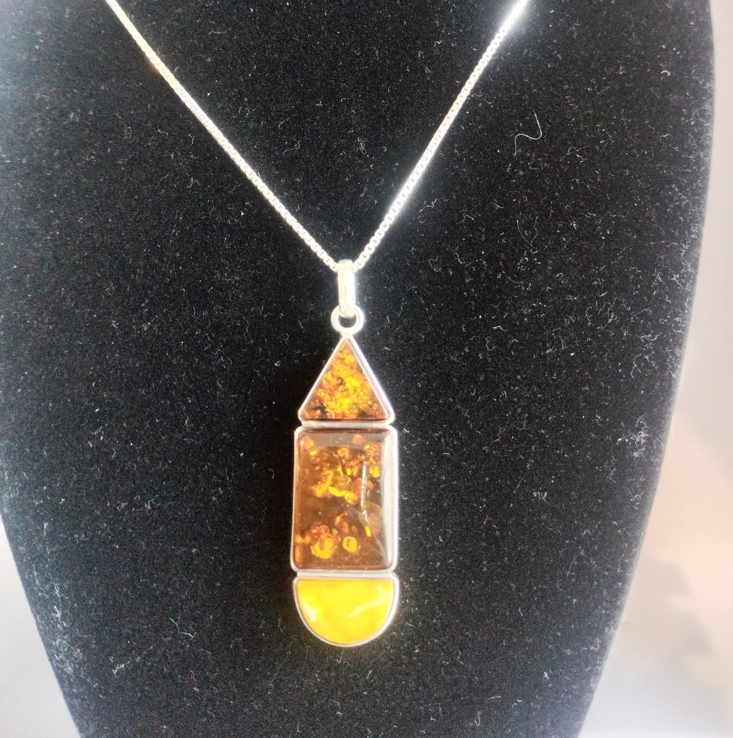 Sterling Silver Amber Pendant and Chain