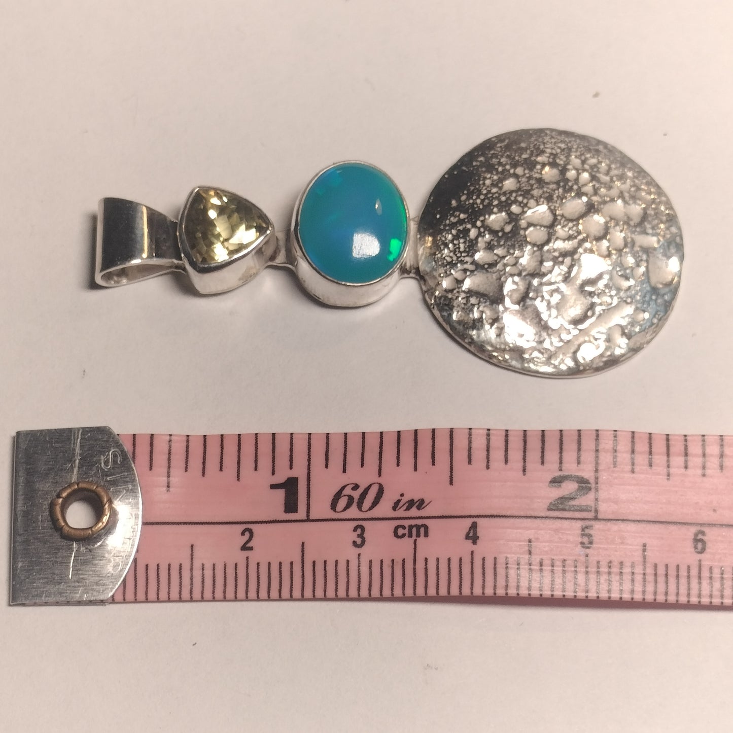 Sterling Silver Opal and Lemon Quartz Pendant