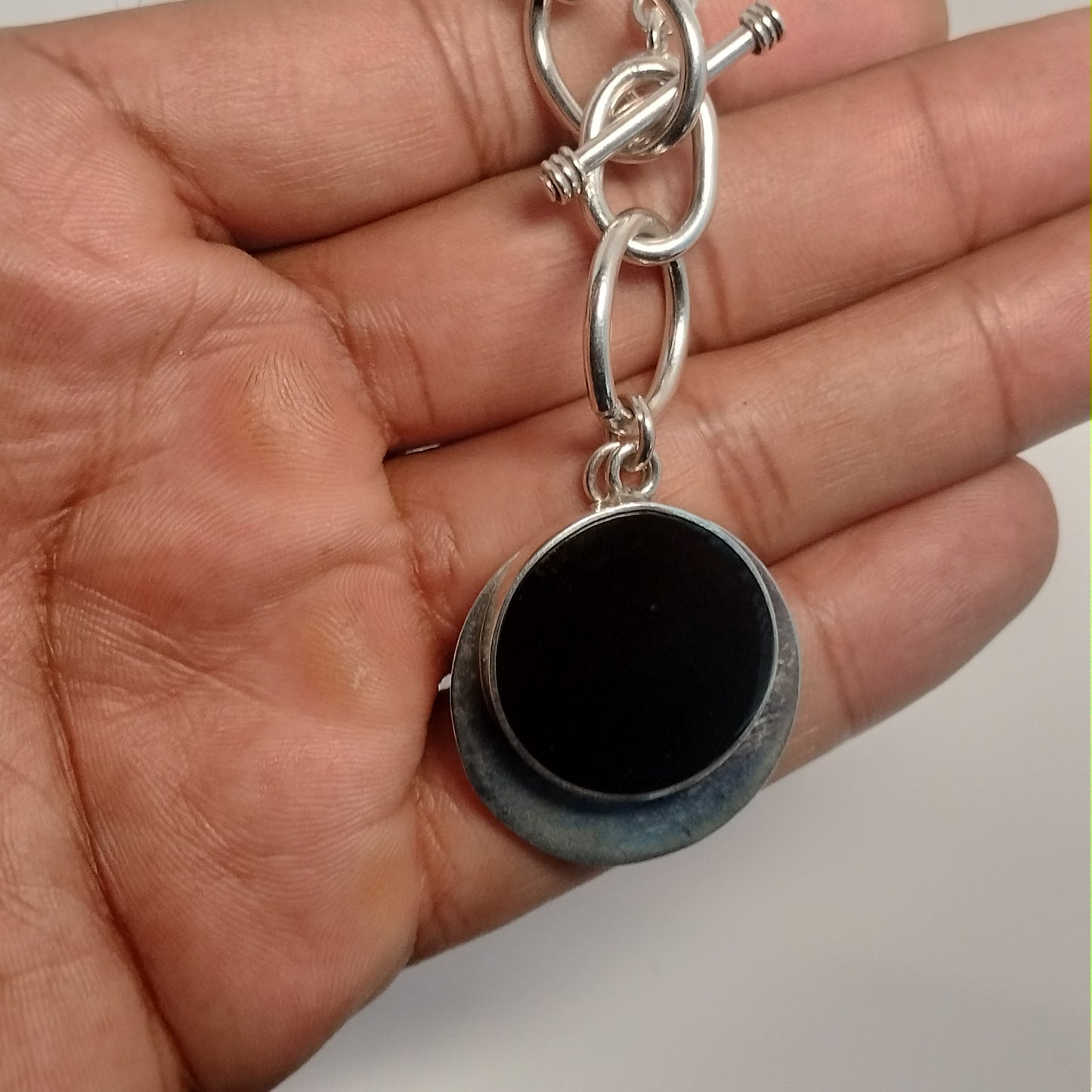 Sterling Silver Enamel Pendant and Necklace