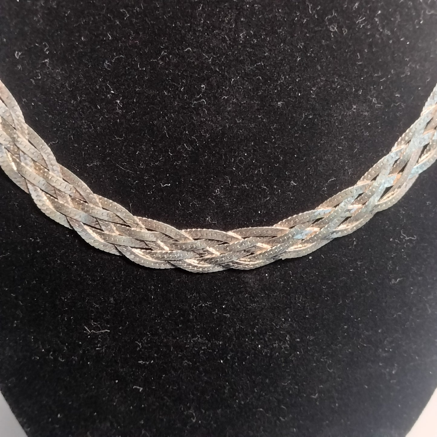 Sterling Silver Braided Herringbone Necklace