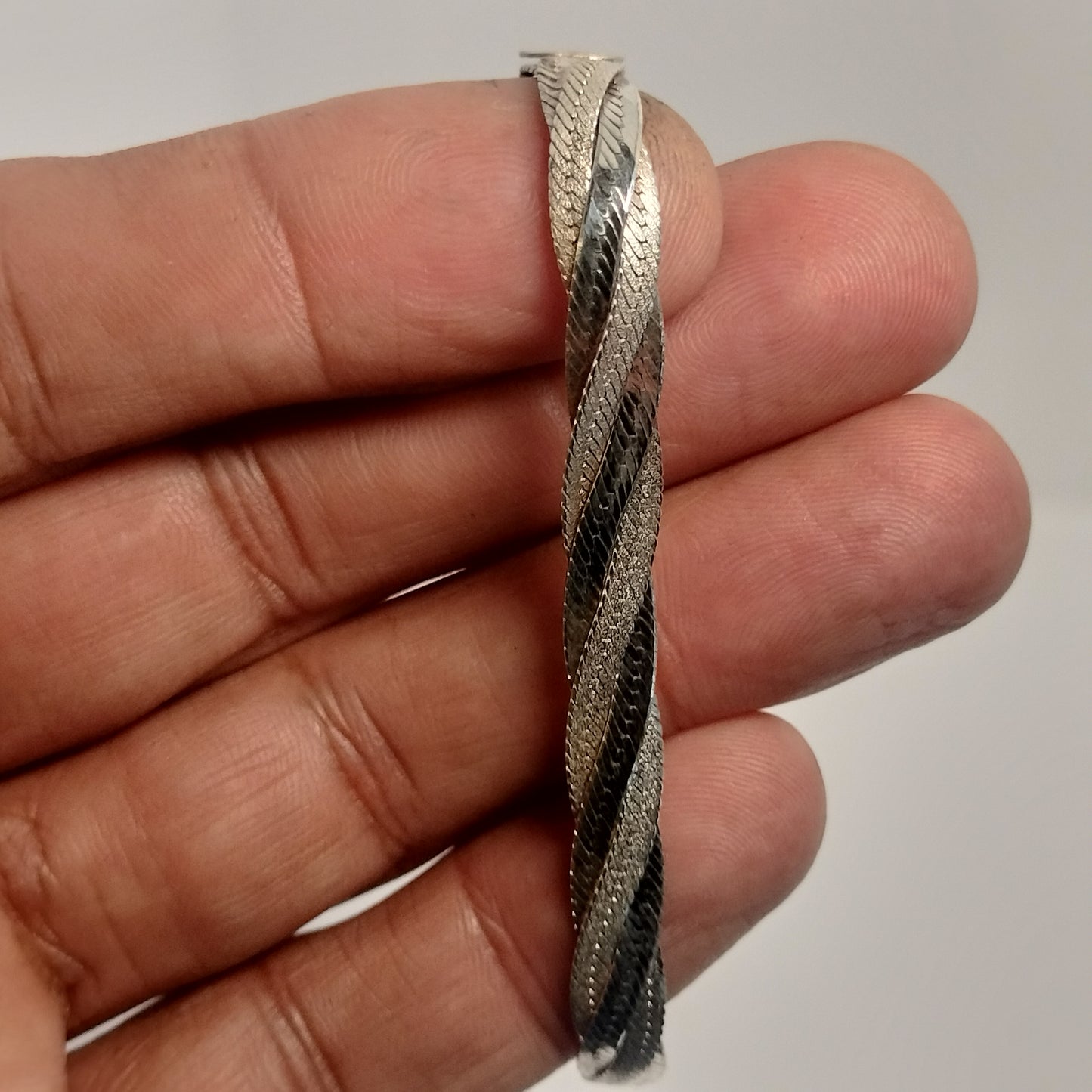 Sterling Silver Braided Herringbone Bracelet