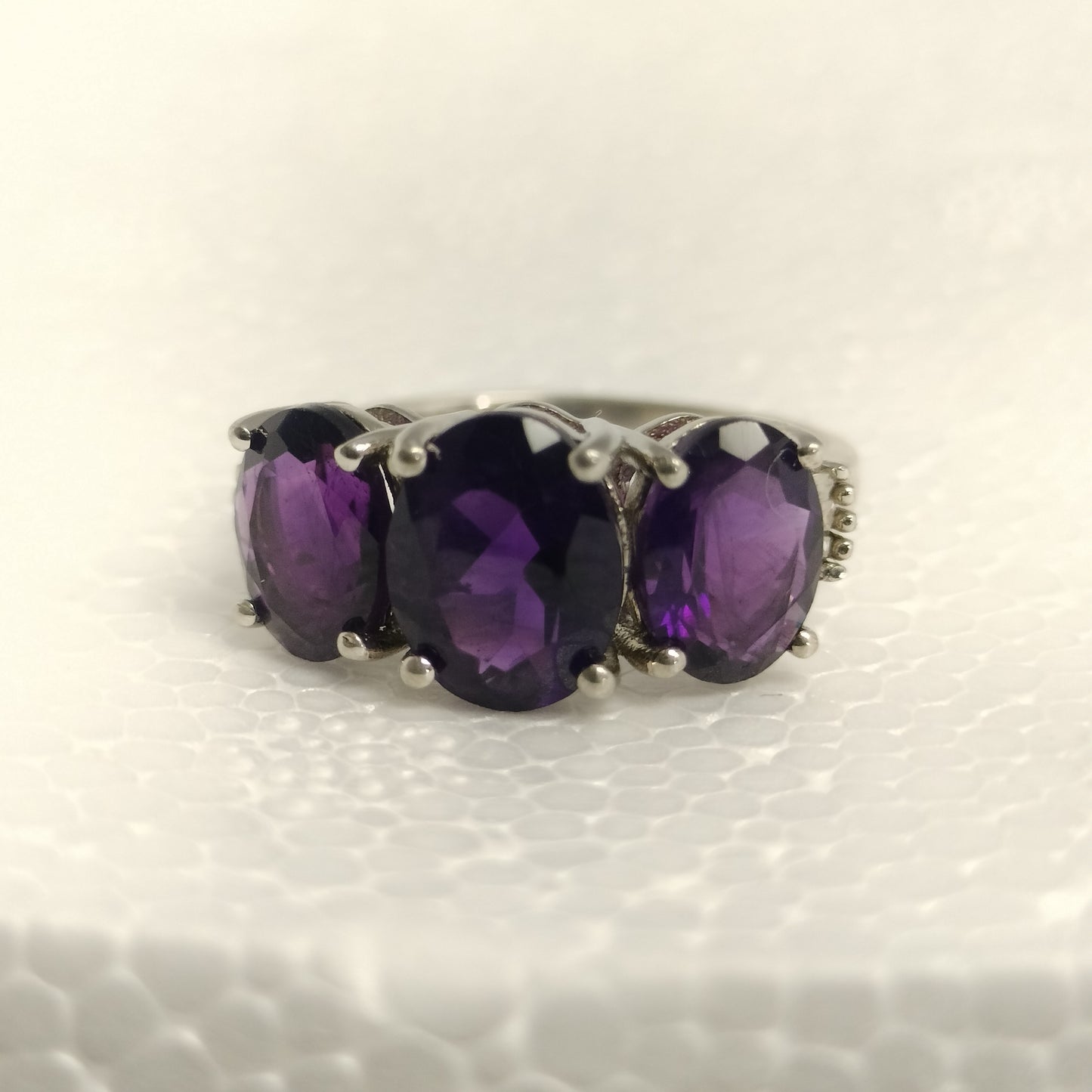 Sterling Silver Amethyst and Diamond Ring