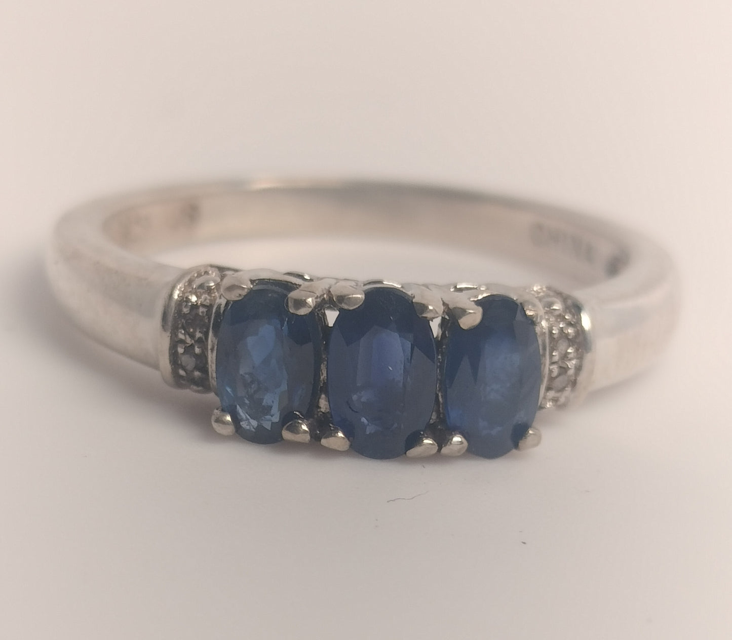 Sterling Silver Sapphire Diamond Ring