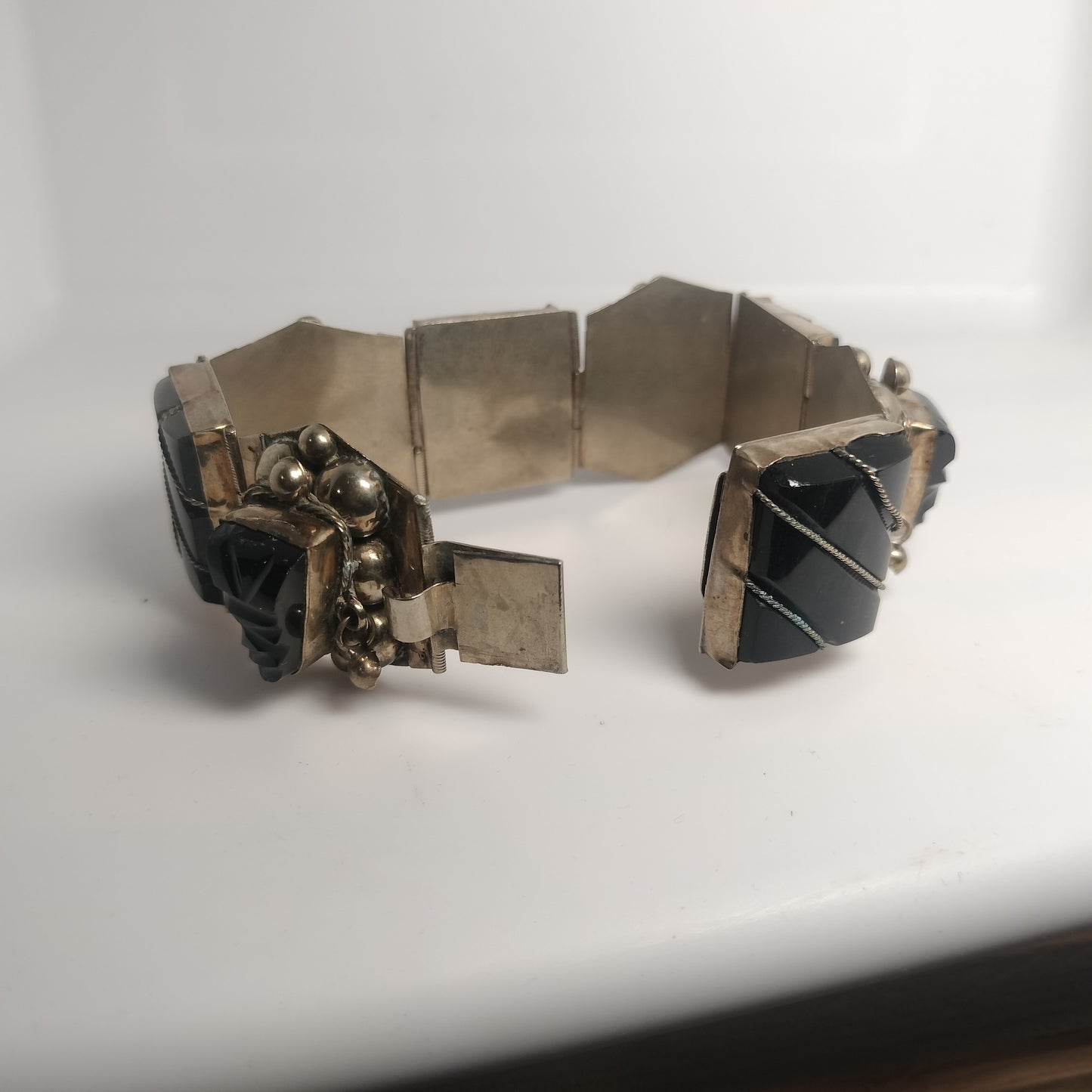 Vintage Sterling Silver Onyx Bracelet