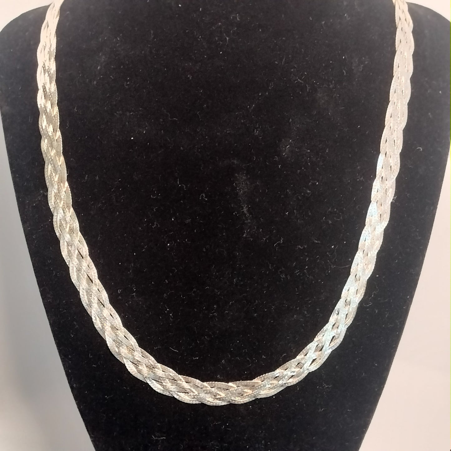 Sterling Silver Braided Herringbone Necklace