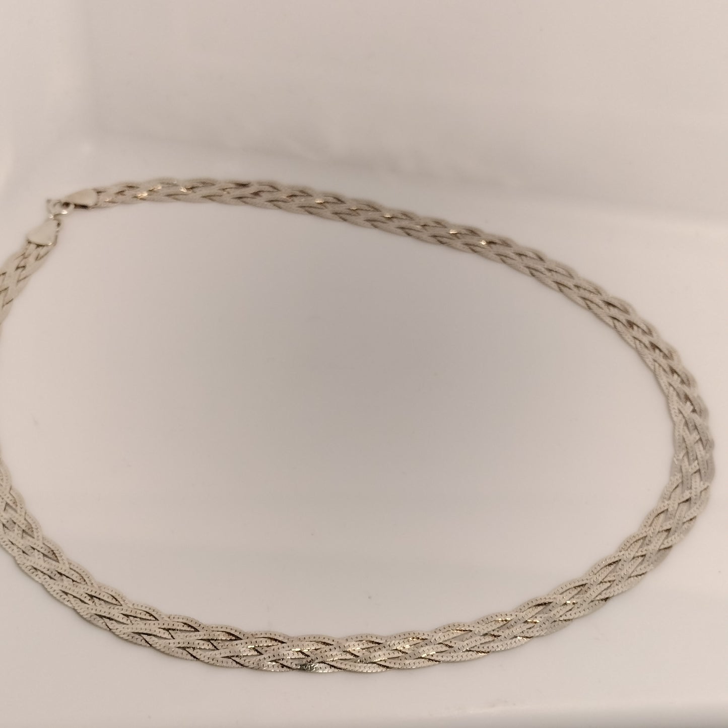 Sterling Silver Braided Herringbone Necklace