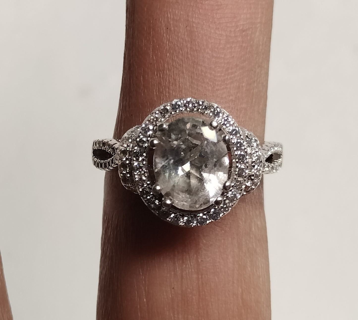 Sterling Silver White Topaz And Cubic Zirconia Ring