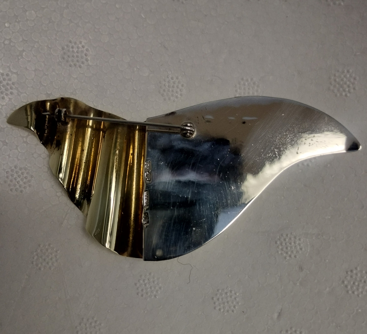 Sterling Silver and Brass Bird Brooch