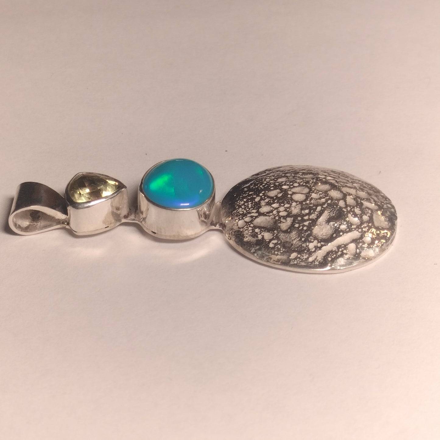 Sterling Silver Opal and Lemon Quartz Pendant