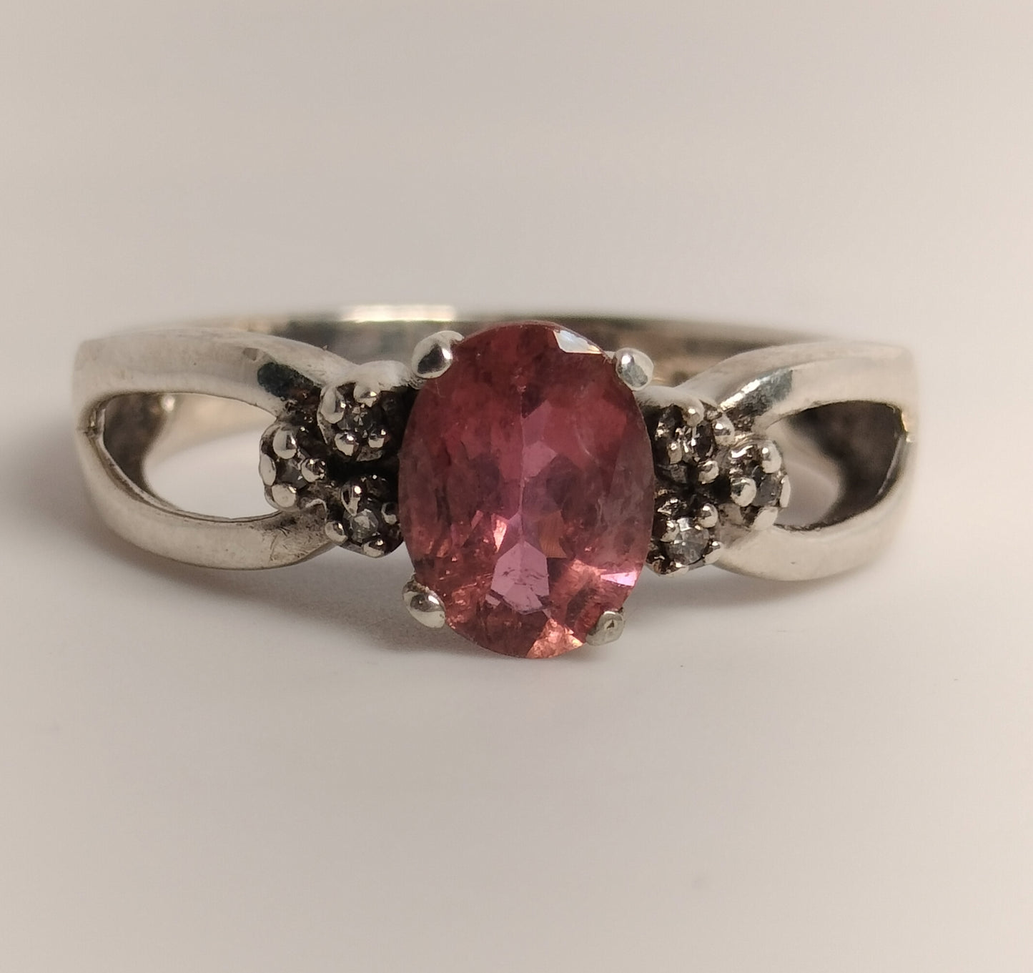 Sterling Silver Tourmaline and Diamond Ring
