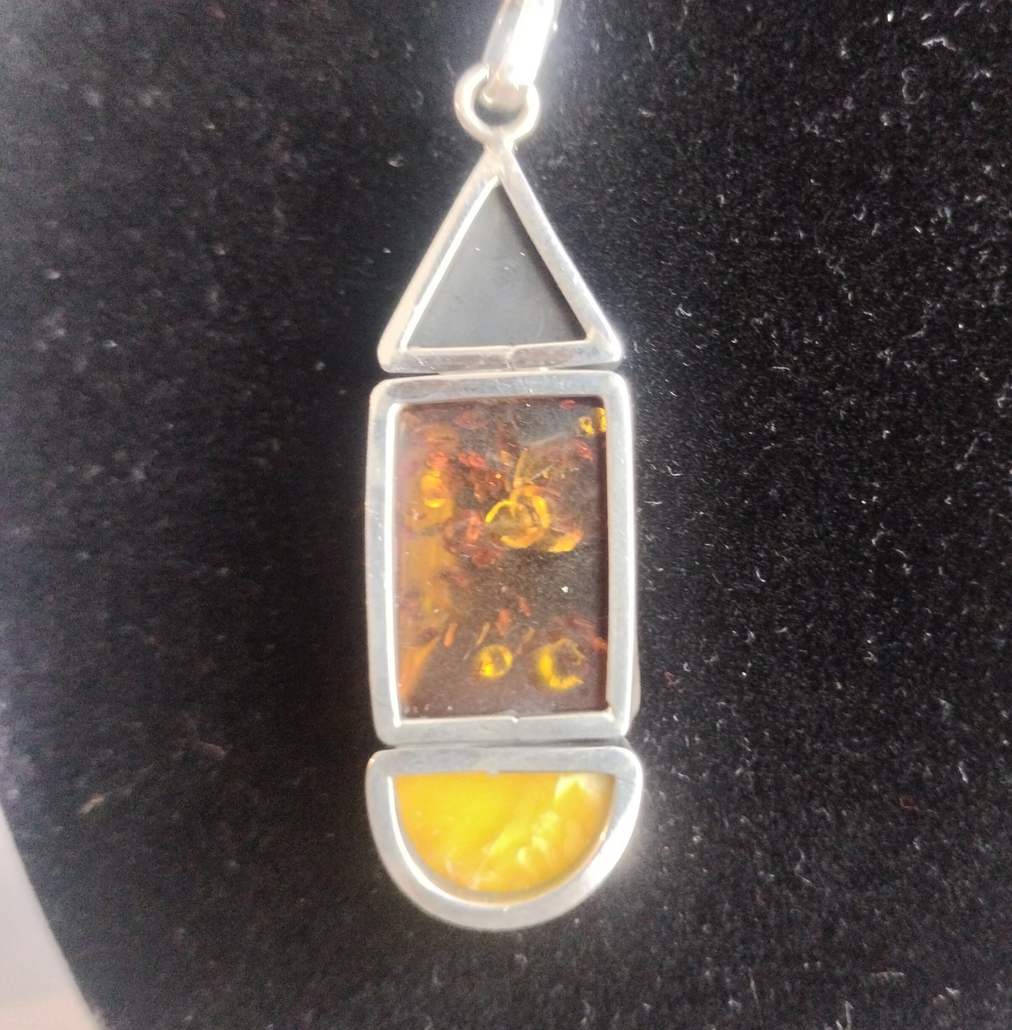Sterling Silver Amber Pendant and Chain