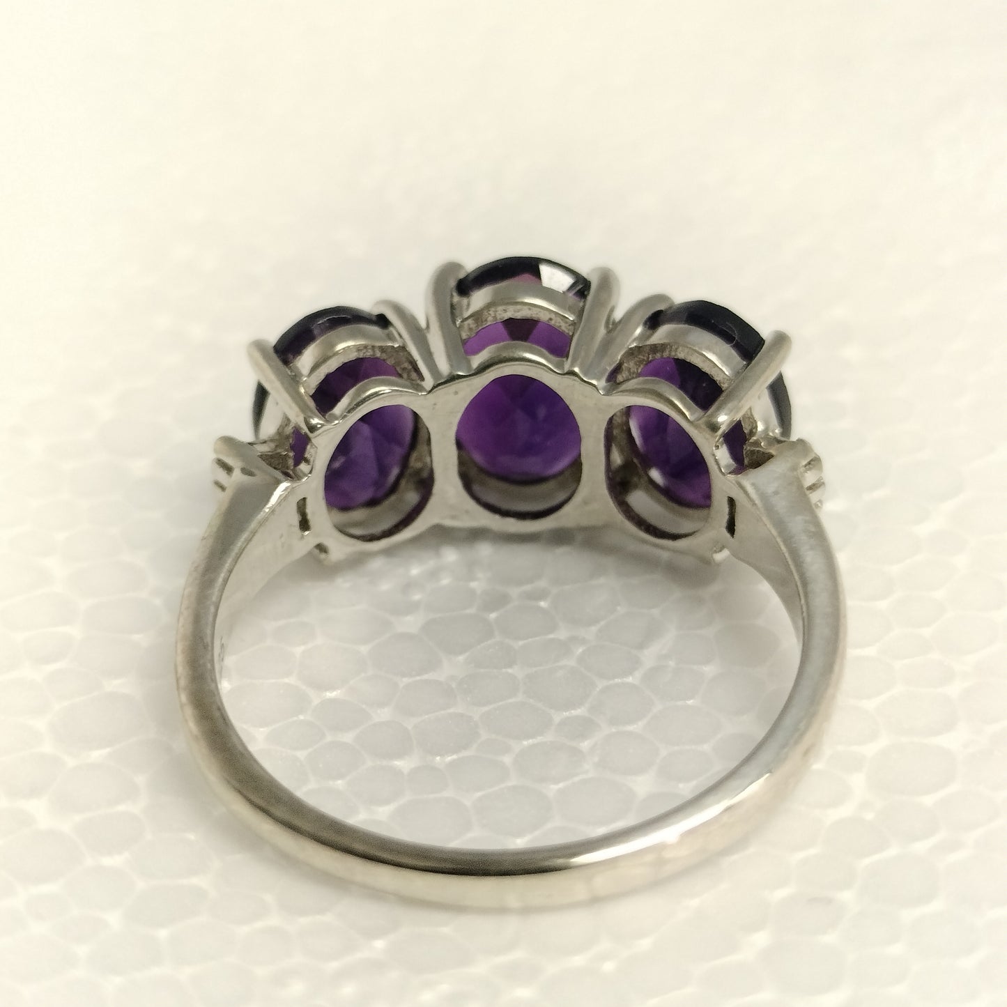 Sterling Silver Amethyst and Diamond Ring