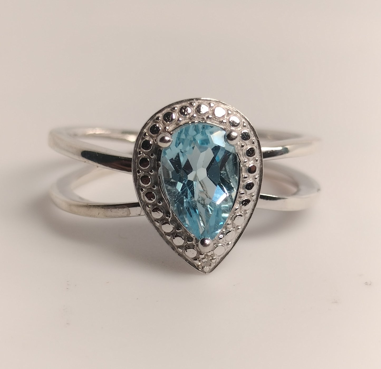 Sterling Silver Blue Topaz and Diamond Ring