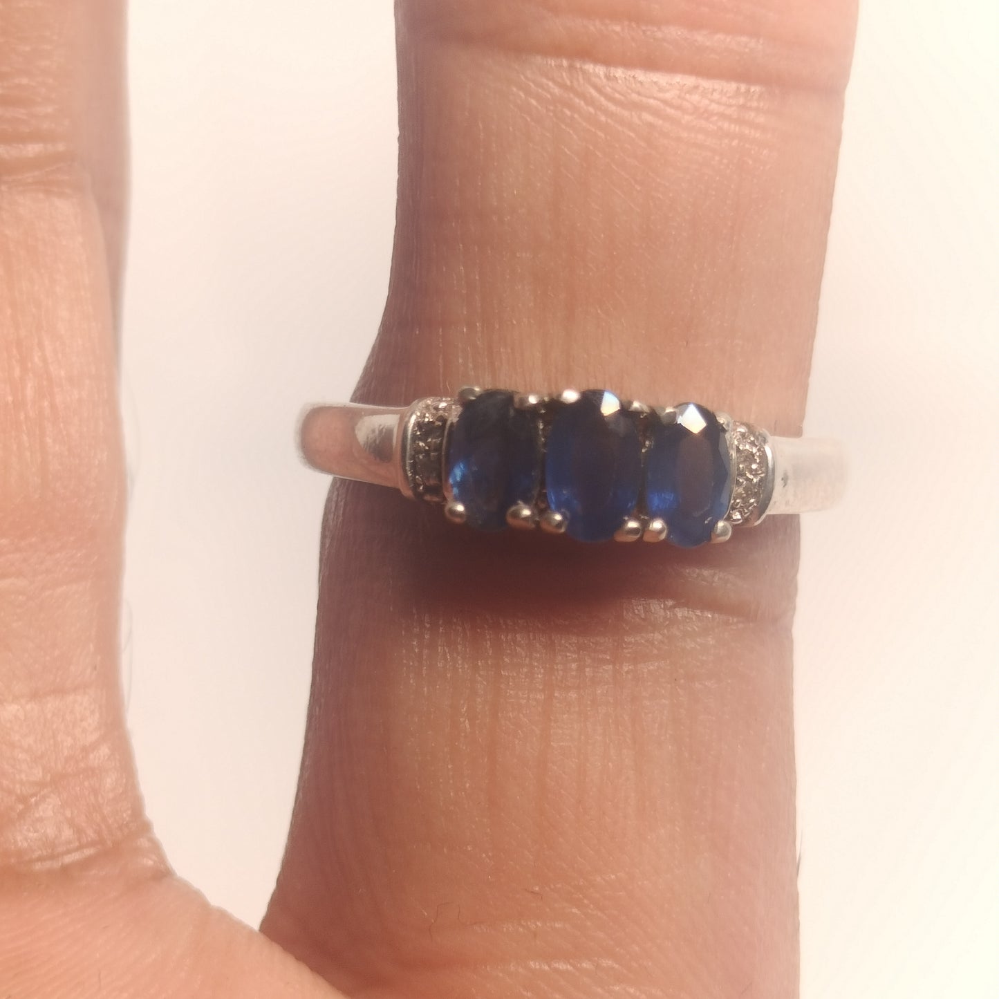 Sterling Silver Sapphire Diamond Ring