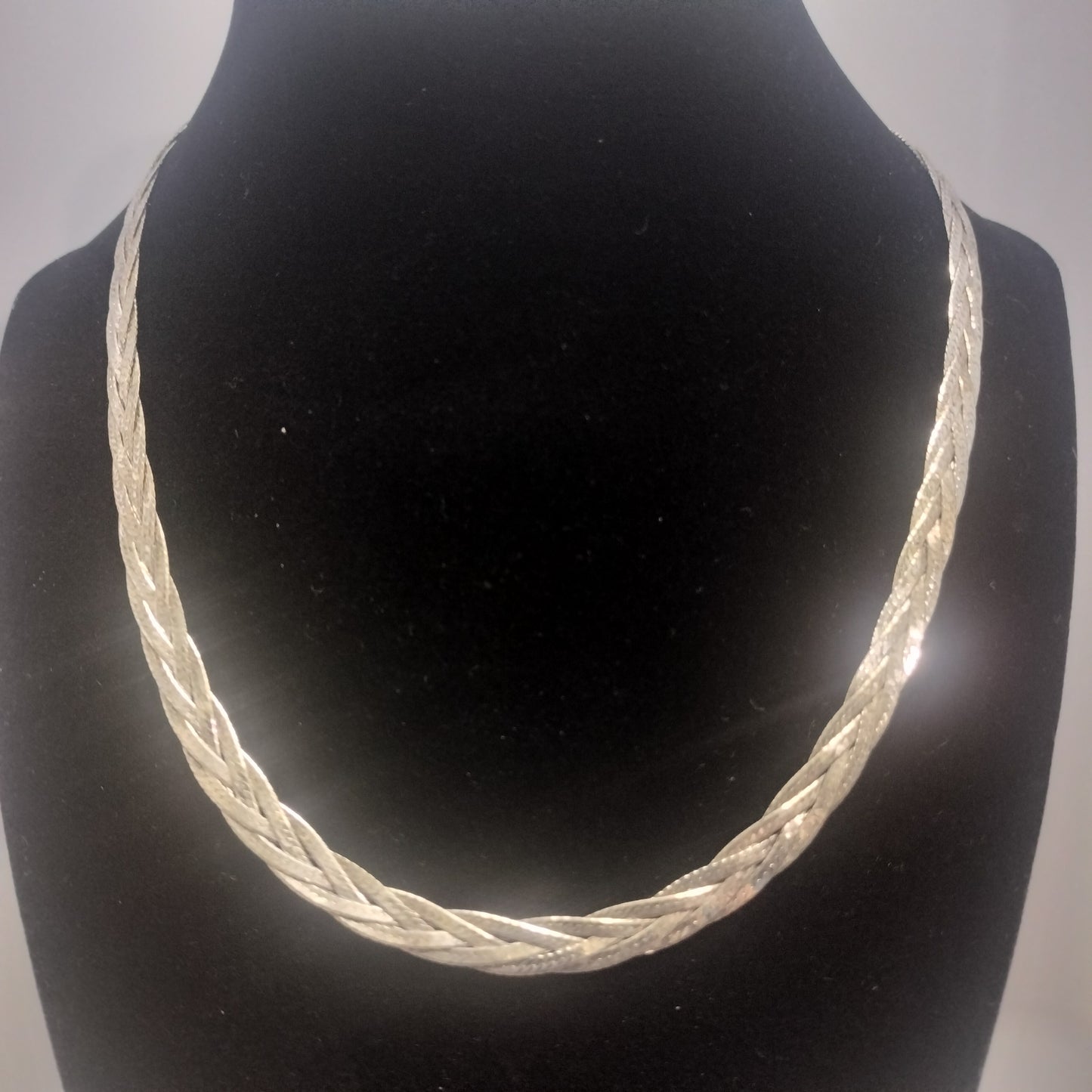 Sterling Silver Braided Herringbone Necklace