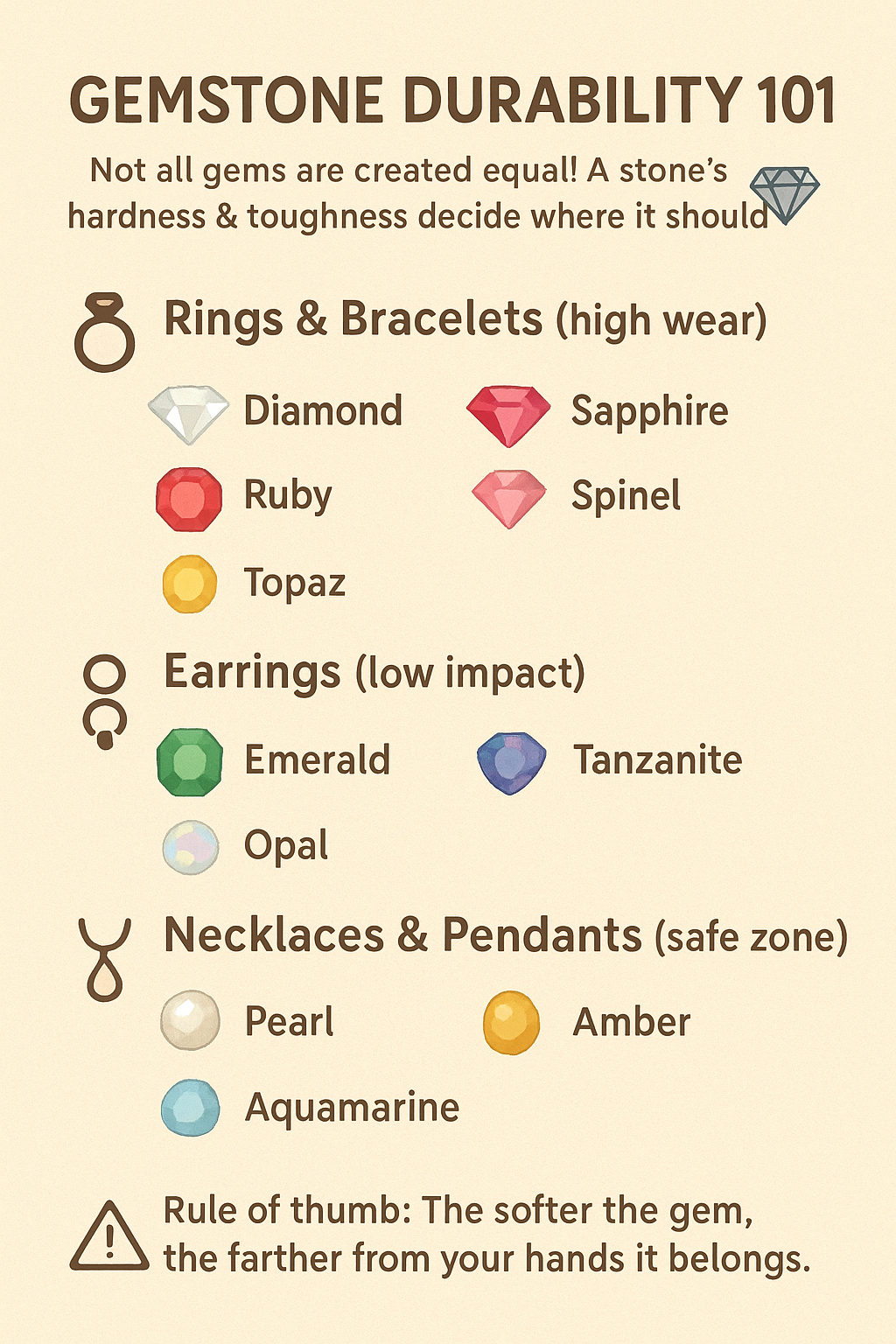 Choosing the Right Gemstone for the Right Jewelry: Why Hardness and Durability Matter