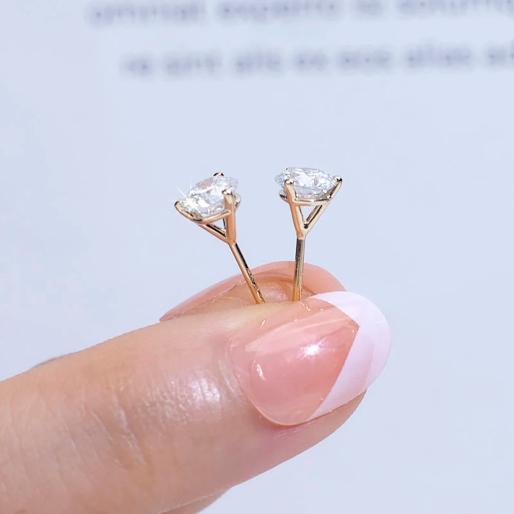 A pair 0.6-1.2CT Lab Grown Diamond Stud Earrings Round Cut 3 Prong Screw Back 14K Gold Jewelry for Women No IGI certificate