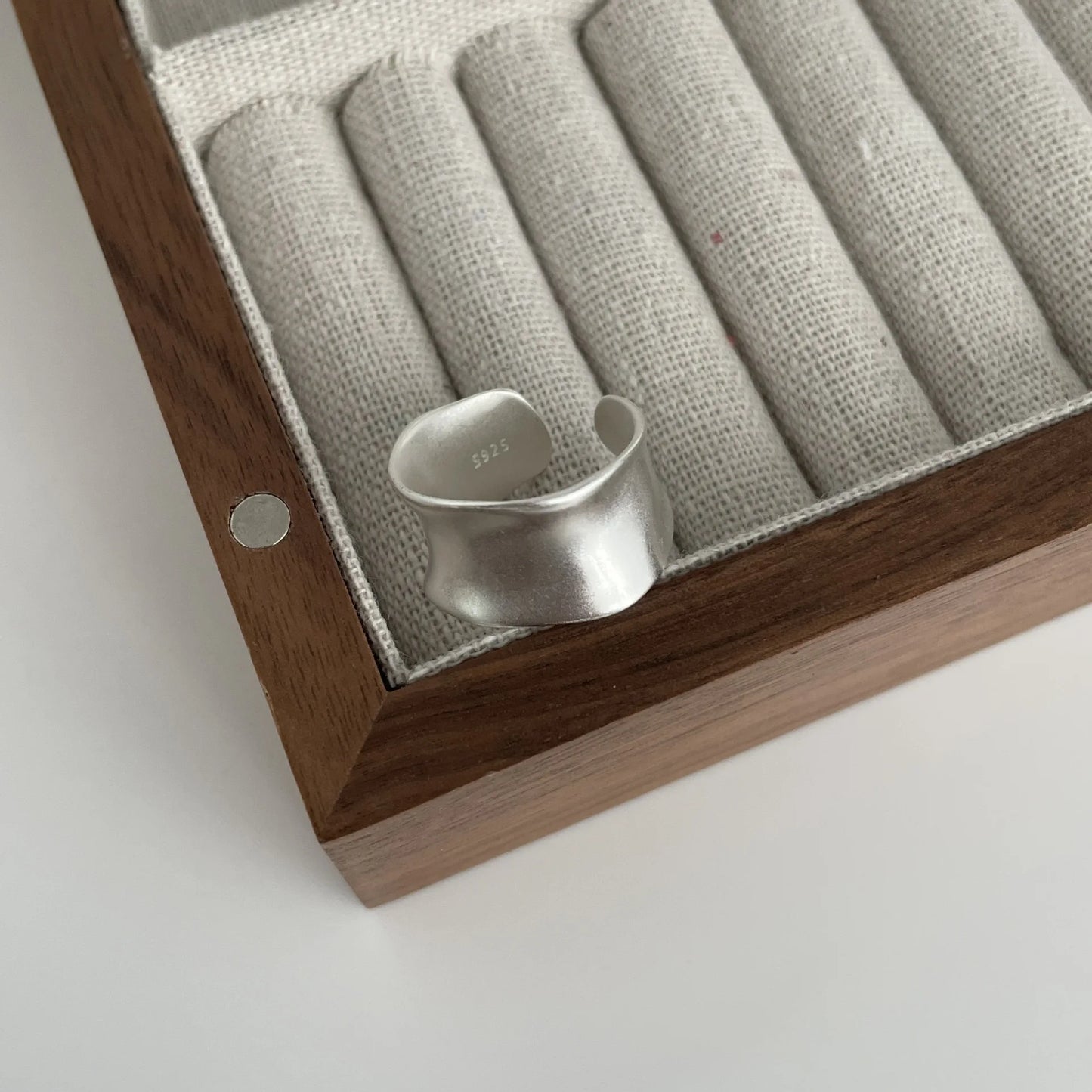 925 Sterling Silver Ring For Women Jewelry Wide Simple Open Vintage Handmade Ring Allergy For Party Birthday Gift