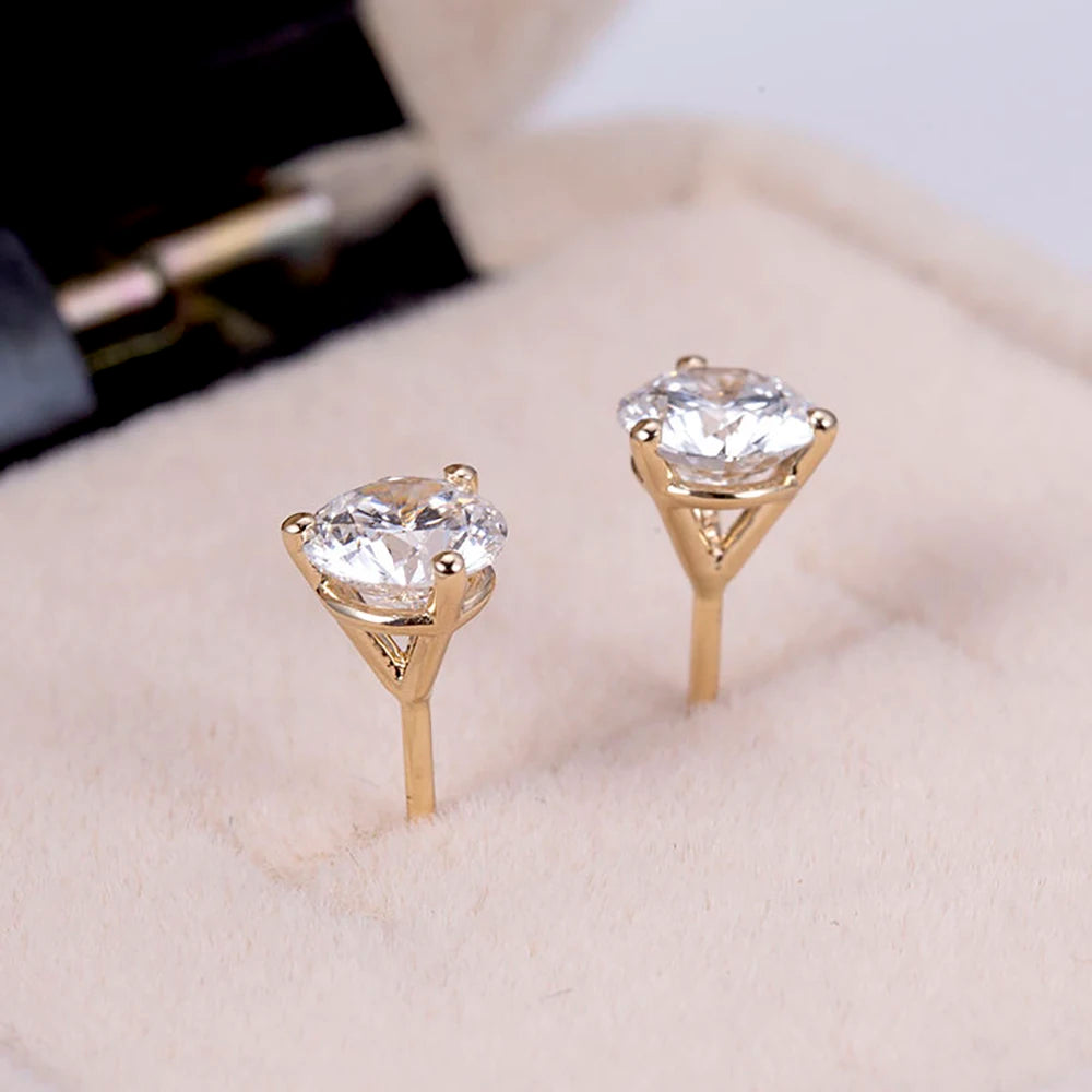 A pair 0.6-1.2CT Lab Grown Diamond Stud Earrings Round Cut 3 Prong Screw Back 14K Gold Jewelry for Women No IGI certificate