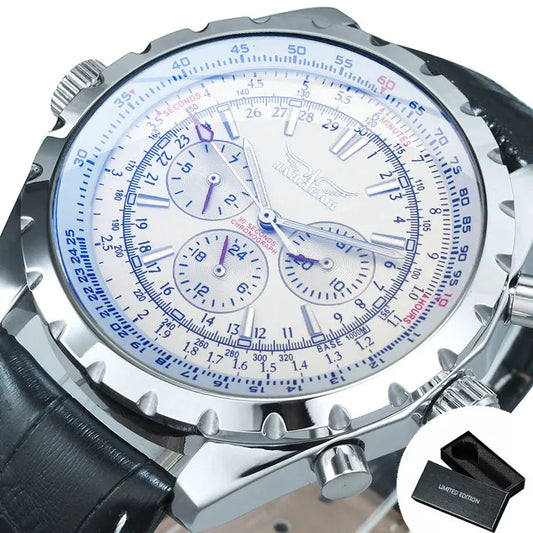 Jaragar Automatic Watch for Men Multifunction 3 Sub-Dials Sports Mechanical Watches Top Brand Luxury Leather Steel Band
