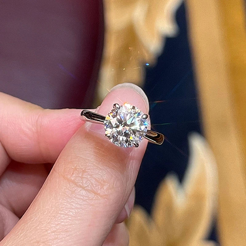 ANZIW 2 Carat All Moissanite Ring Bridal Sets Silver 925 Solitaire Engagement Wedding Rings & Stackable Eternity Bands for Women