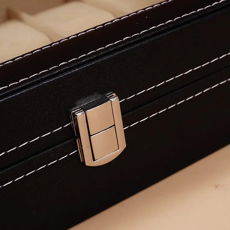 Classic Style Leather Watch Display Case Organizer - Jewelry Storage Box with Glass Top for Men - Multiple Slots Available