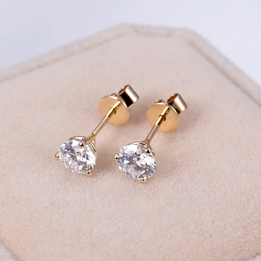 A pair 0.6-1.2CT Lab Grown Diamond Stud Earrings Round Cut 3 Prong Screw Back 14K Gold Jewelry for Women No IGI certificate