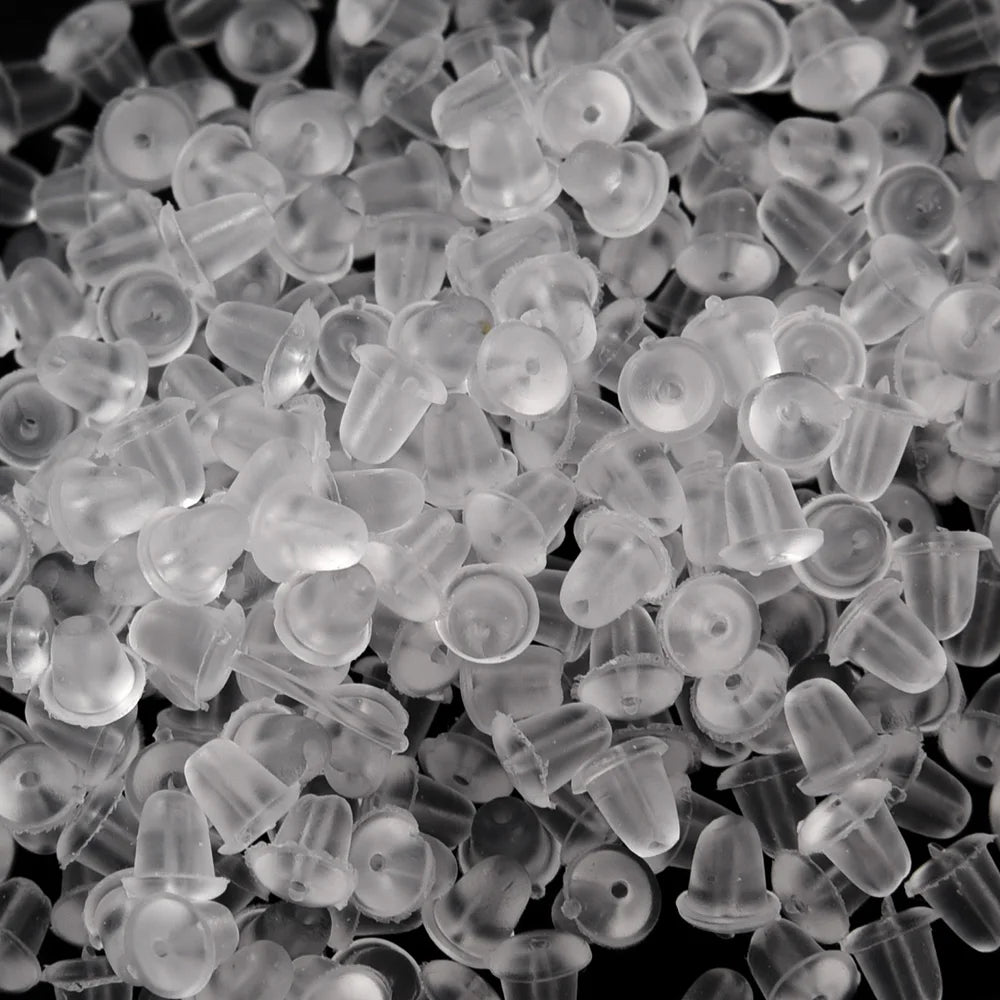500pcs with Box Soft Rubber Ear Plugs transparent Earring Back Stopper Studs for Stud Earrings DIY Silicone Plug Back Stoppers