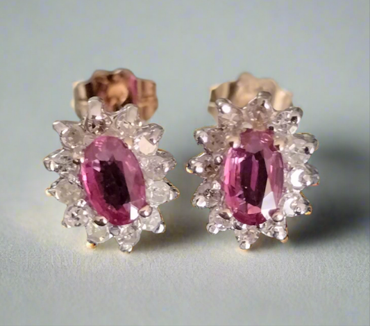 14k Gold Ruby and Diamond Earrings