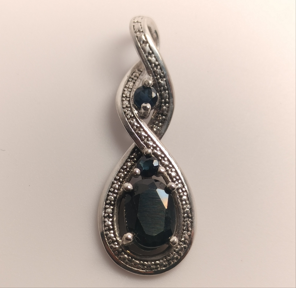 Sterling Silver Blue Sapphire Pendant