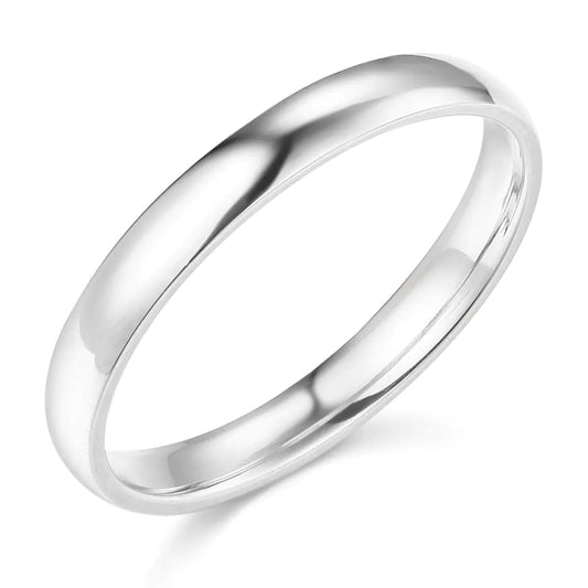 14k White Gold 3mm SOLID Plain Wedding Band - Size 10