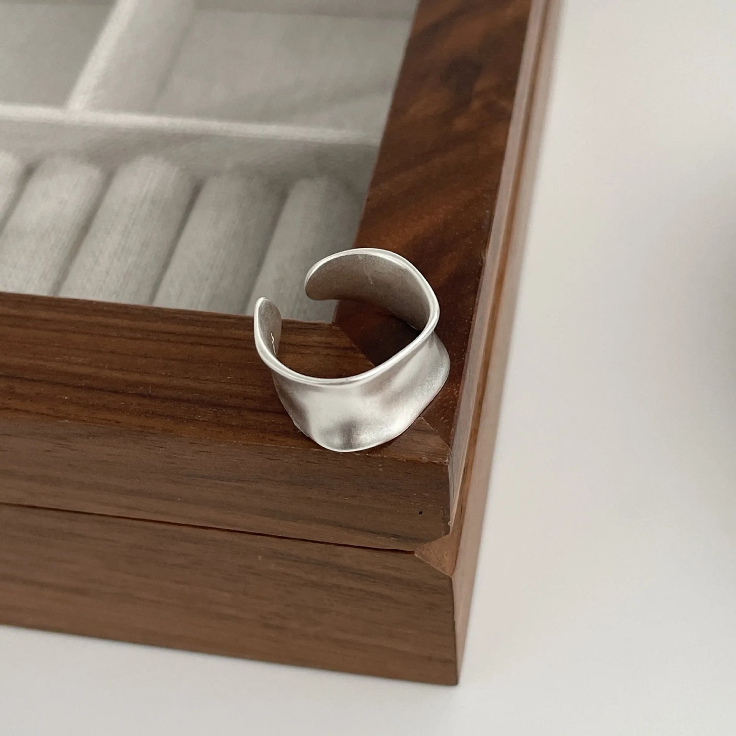 925 Sterling Silver Ring For Women Jewelry Wide Simple Open Vintage Handmade Ring Allergy For Party Birthday Gift