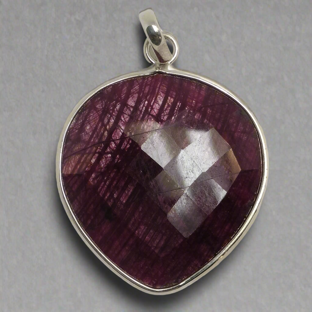 Huge Natural Ruby Sterling Silver Pendant