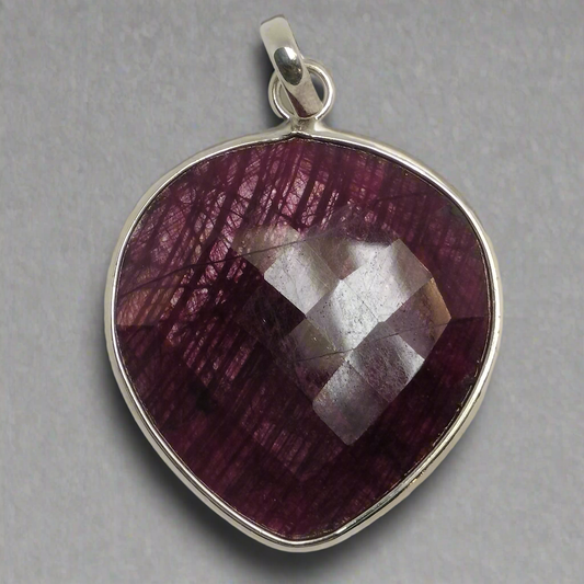 Huge Natural Ruby Sterling Silver Pendant