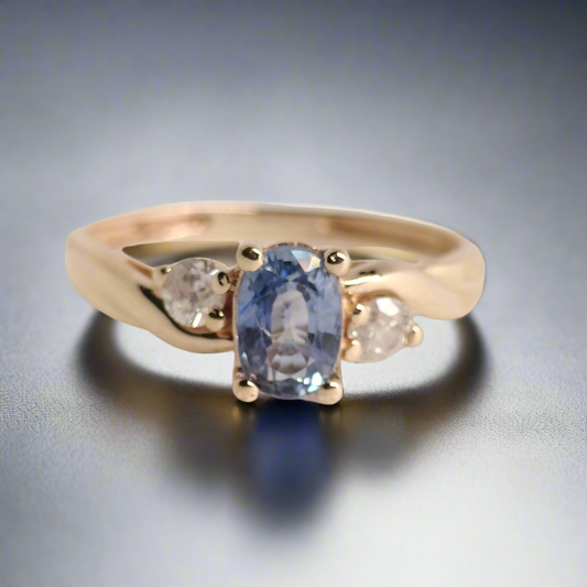 10K Gold Sapphire and Diamond Ring