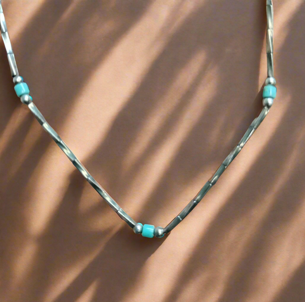 Sterling Silver liquid Turquoise Necklace