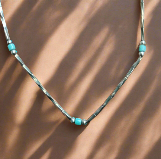 Sterling Silver liquid Turquoise Necklace