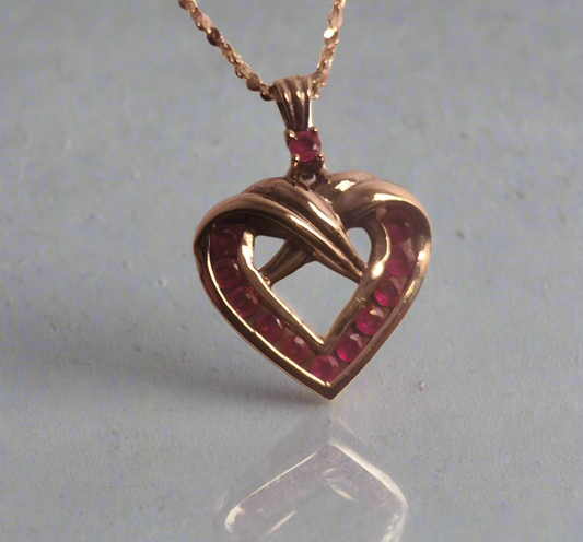 Sterling Silver Ruby Pendant and Chain