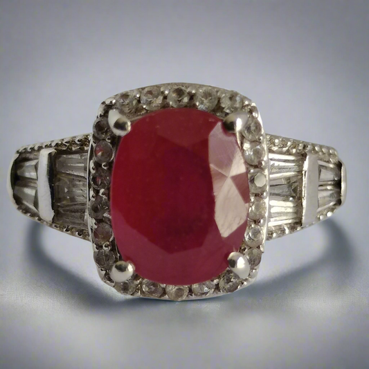 Sterling Silver Ruby and Topaz Ring