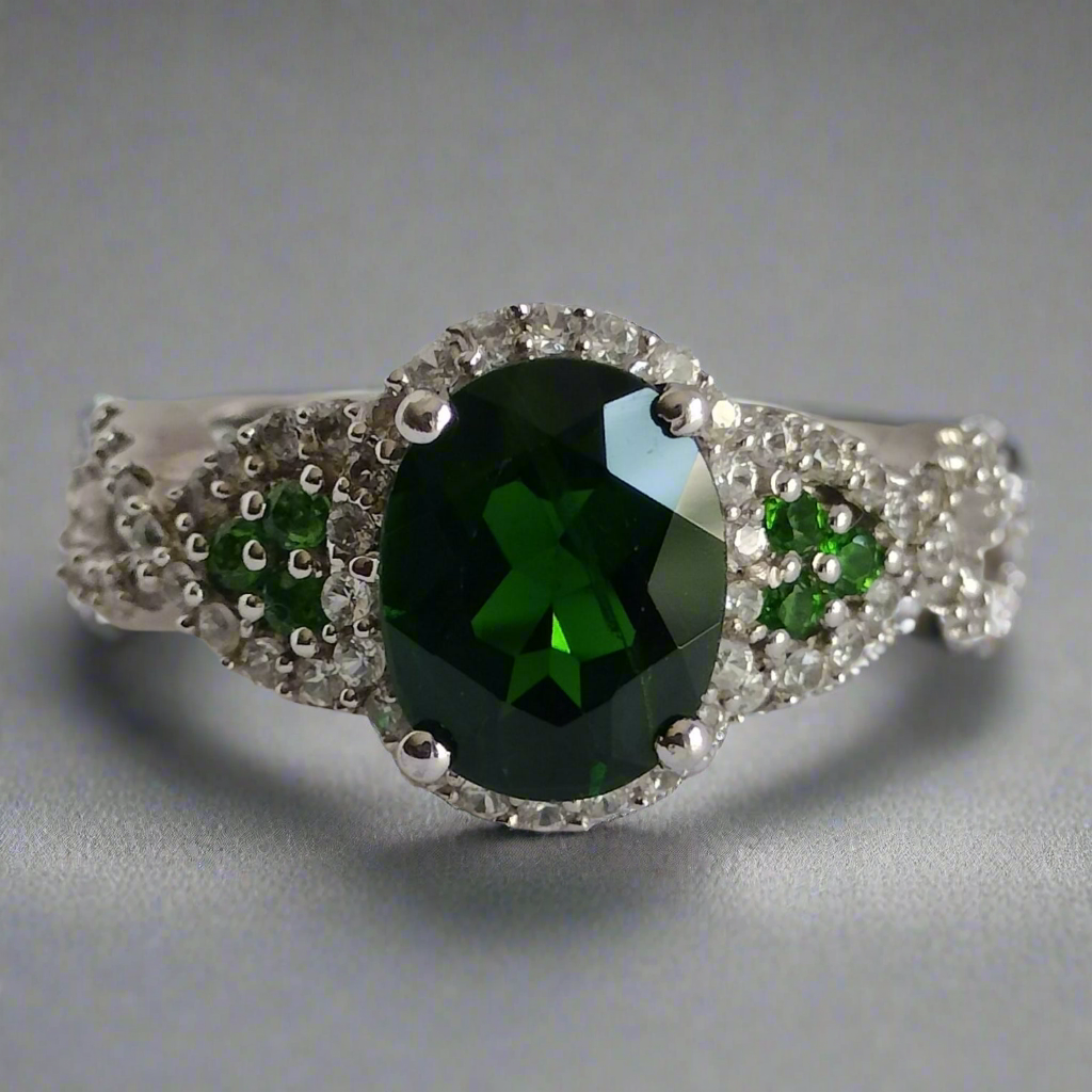 Sterling Silver Green Stone Ring