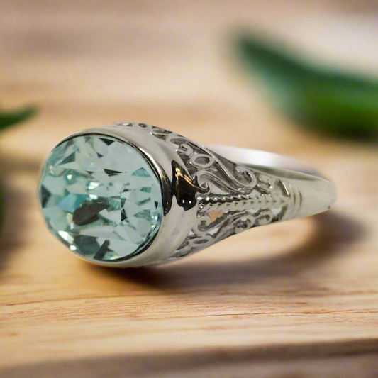 Sterling Silver Aquamarine Ring