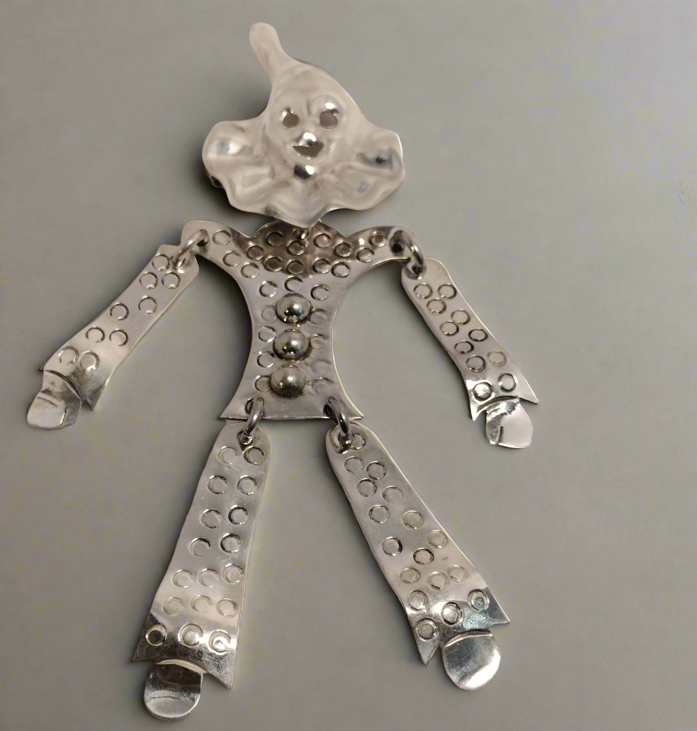 Sterling Silver Clown Brooch